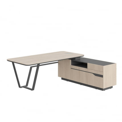 Стол руководителя правый Лине СФ-571201.1 Дуб светлый Черный графит / Line_0