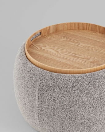 Пуф Кэрри с ящиком серо-черный шенилл с экокожей_8