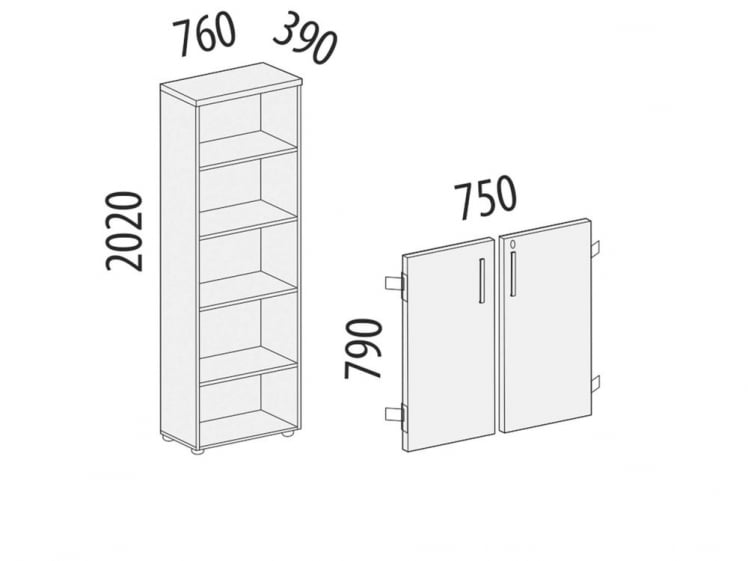 Стеллаж закрытый Альфа 61 532 Ольха_2