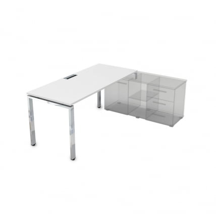 Стол рабочий, прямолинейный три опоры, правый ГЛОСС ЛИНЕ НСТП-П.984 Белый Премиум / GLOSS LINE_0