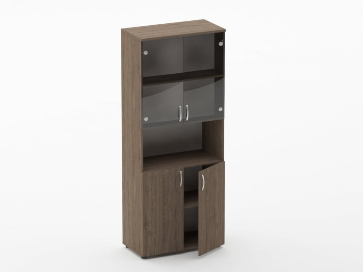 Шкаф высокий со стеклом и нишей Глассй 6.19.141 Дуб Верцаска / Glassy_1