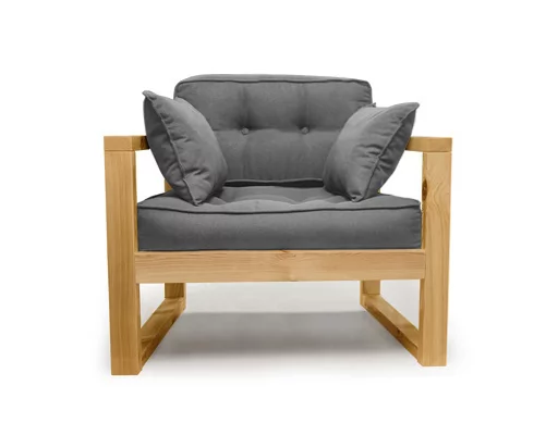 Диван одноместный ДЕмоку Д-1 серебристо-серый_натуральный / DEmoku_0