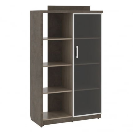 Шкаф со стеклянной дверью правый ВООД&СТОНЕ СФ-534182 Бетон Чикаго темный Дрифтвуд / WOOD&STONE_0