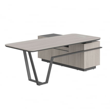 Стол руководителя левый Лине СФ-571202.1 Дуб серый Черный графит / Line_1