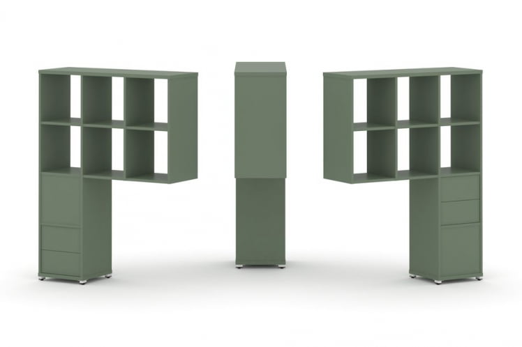 Надставка на стол высокая двухсторонняя + задняя стенка (2 шт.) + блок с 2-мя ящиками (2 шт.) CОНCЕПТ CН.ДНВ-008 Кобо Белый металл / CONCEPT CN.DNV-008_0