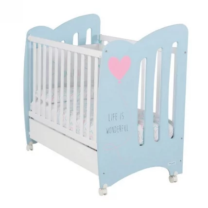 Кровать Микуна Вондерфул 120кс60 Скй блуе/Вхите / Micuna Wonderful 120x60 Sky blue/White_0