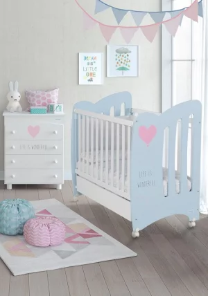 Кровать Микуна Вондерфул 120кс60 Скй блуе/Вхите / Micuna Wonderful 120x60 Sky blue/White_1