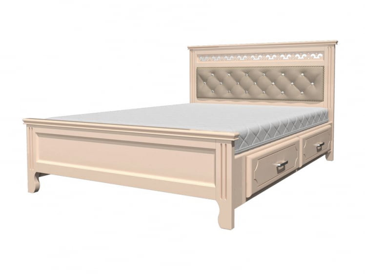 Кровать Грация 200х160 с выкатными ящиками Дуб молочный_0