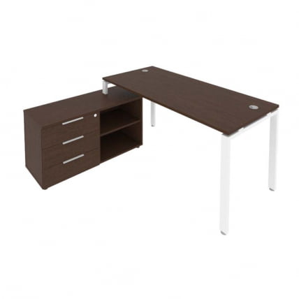 Рабочая станция на П-образном м/к с опорной тумбой левая Метал Сйстем Б.РС-СТС-2.4 Л Венге/Белый / Metal System_0
