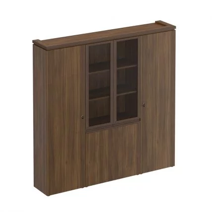 Шкаф комбинированный (для документов узкий + со стеклом + для одежды узкий) МАРК МК 377 Орех тоскана / MARK_0
