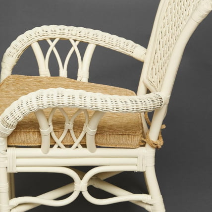 Комплект обеденный АНДРЕА ГРАНД (стол со стеклом+6 кресел+ подушки) ТCХ Вхите (белый), Ткань рубчик, цвет кремовый / ANDREA GRAND TCH White_21