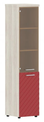 Шкаф колонка комбинированная с топом (левый) Торр ЛУКС ТЛХC 42.2 Л Сосна Эдмонд Красный / Torr LUX TLHC L_0