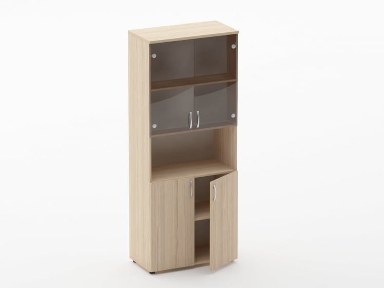 Шкаф высокий со стеклом и нишей Глассй 6.19.141 Орех / Glassy_1