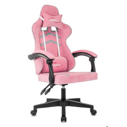Кресло компьютерное БРАБИКС Шоотер ГМ-123, 2 подушки, ткань, розовое/серое / BRABIX Shooter GM-123,_1