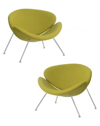 Кресло дизайнерское ДОБРИН ЕМИЛЙ (светло-зеленая ткань АФ3, хромированная сталь) 2 шт / DOBRIN EMILY AF3,_0
