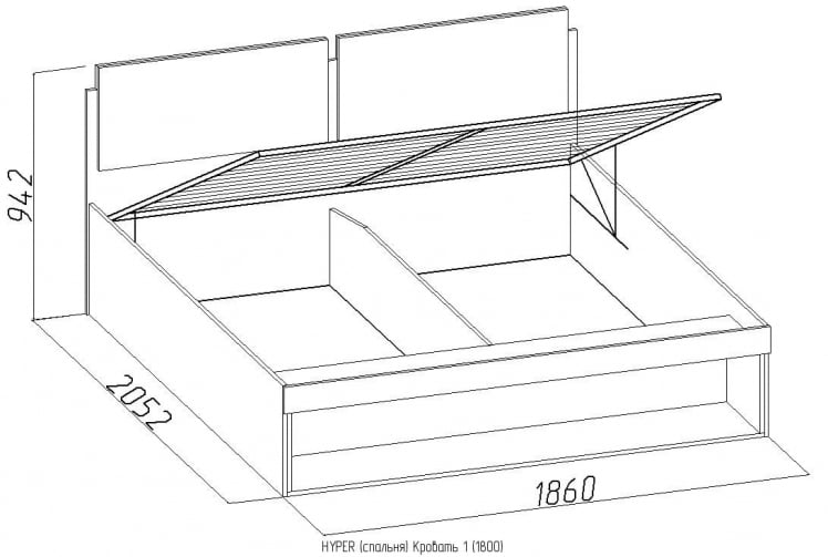Кровать 1 (1800) ХЙПЕР Палисандр/Венге (спальня) / HYPER_3