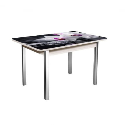 Стол нераздвижной 1,2 Победа, СТЕКЛО, опоры полуовал ХРОМ, Беленый дуб/Р041_78930 / дуб/R041_78930_0