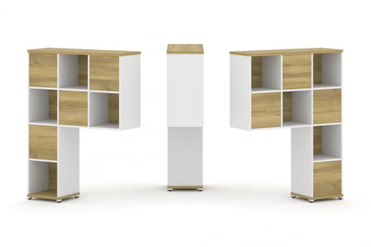 Надставка на стол высокая двухсторонняя + задняя стенка (8 шт.) CОНCЕПТ CН.ДНВ-001 Дуб Винченцо Белый бриллиант Белый металл / CONCEPT CN.DNV-001_0