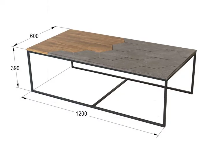 Стол журнальный Китч Дуб американский/серый бетон_1