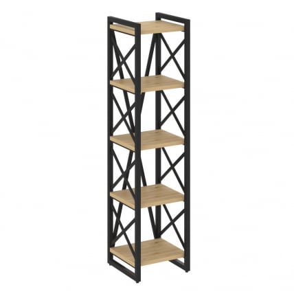Стеллаж на регулируемых опорах - 5 полок ЛОФТ ВР.Л-МСТ.О-5.4 Металл черный Тиквуд светлый / LOFT VR.L-MST.O-5.4_0