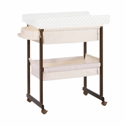 Комод пеленальный с ванночкой и текстильной корзиной Микуна Б-1158 Плус Чоколате Беиге Дотс / Micuna B-1158 Plus Chocolate Beige Dots_0