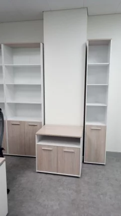 Шкаф 5 широкий верх открытый, низ закрытый Дека 10.23.111 Дуб Сантана светлый/Белый / Deka_3