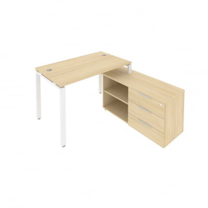 Рабочая станция на П-образном м/к с опорной тумбой правая Метал Сйстем БП.РС-СТС-2.2 Пр Акация/Белый / Metal System_0