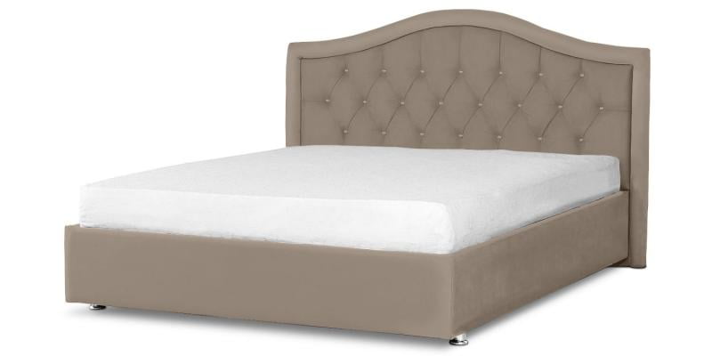 Мягкая интерьерная кровать &куот;Калининград&куот; с подъемным механизмом Материал фасада: Велюр; Спальное место: 800х2000 мм; Цвет фасада: Серый; Цвет корпуса: Серый / "Калининград"_0