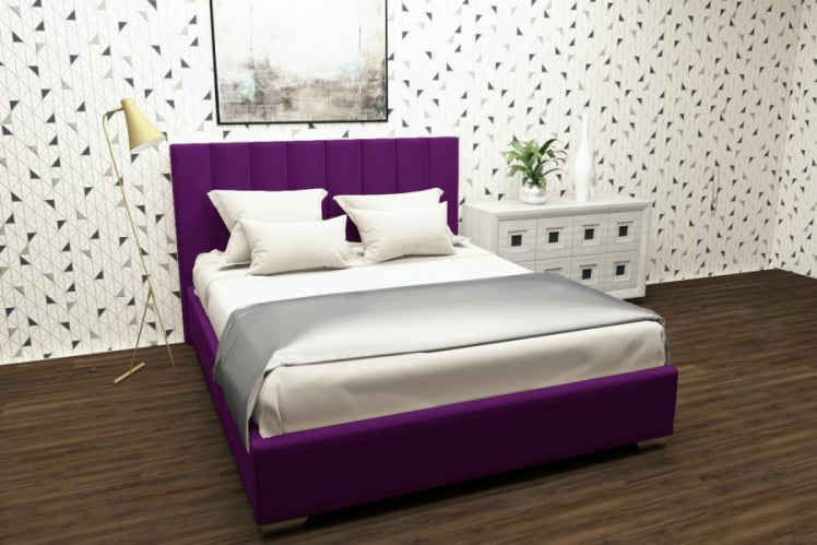 Мягкая интерьерная кровать Терра без основания Материал фасада: Металл/Велюр; Спальное место: 800х2000 мм; Цвет: Фуксия_0