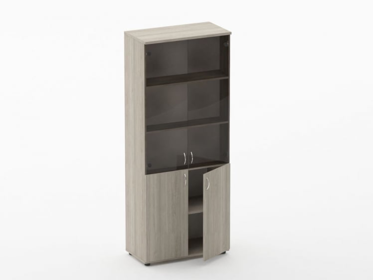 Шкаф высокий со стеклом Твин 16.16.131 Дуб Сантана светлый / Twin_1