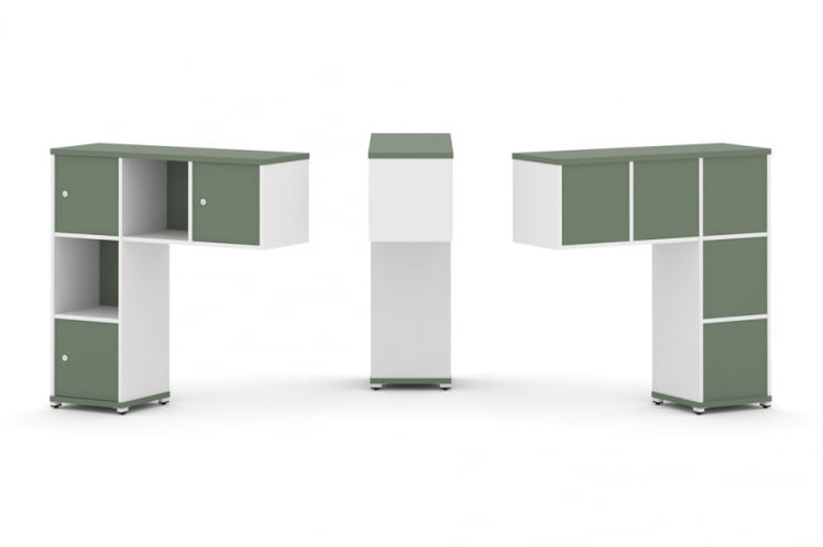 Надставка на стол низкая односторонняя + задняя стенка (5шт.) + распашной фасад (3 шт.) CОНCЕПТ CН.ОНН-002 Кобо Белый бриллиант Белый металл / CONCEPT CN.ONN-002_0