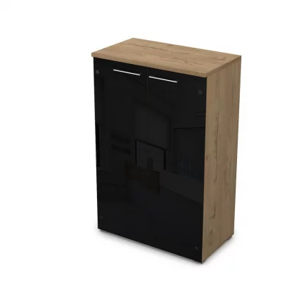 Шкаф средний со стеклом ГЛОСС ЛИНЕ 9НШ.017.7 Теаквоод / GLOSS LINE Teakwood_0