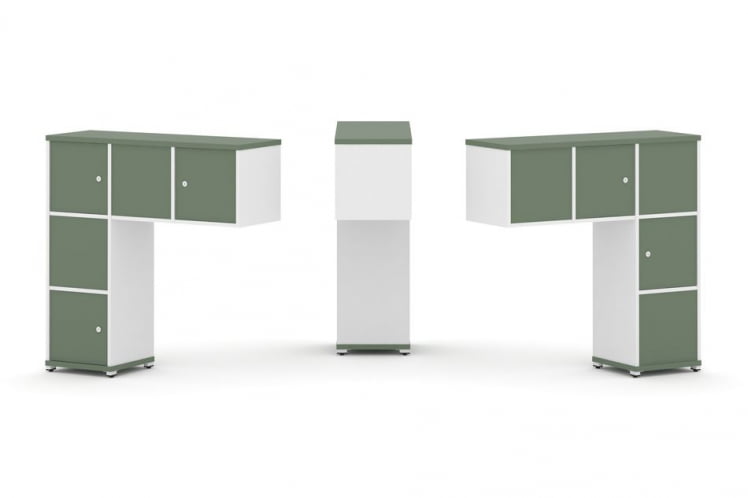 Надставка на стол низкая двухсторонняя + задняя стенка (5 шт.) + распашной фасад (5 шт.) CОНCЕПТ CН.ДНН-007 Кобо Белый бриллиант Белый металл / CONCEPT CN.DNN-007_0