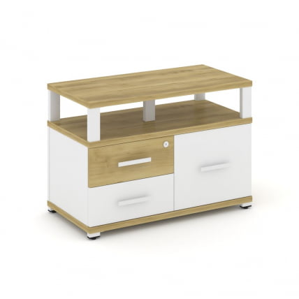 Тумба приставная сервисная с надставкой широкой CОНCЕПТ CН.ТСР-003 Б/В Дуб Винченцо Белый бриллиант Белый / CONCEPT CN.TSR-003 B/W_0