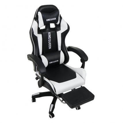 Кресло 1206 КИНГКУЕЕН цвет черный/белый с массажем 1206-блаcк-вхите-масс / KINGQUEEN 1206-black-white-mass_5