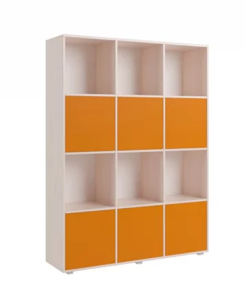 Стеллаж с фасадами ДМ 12 Дуб млечный/Оранжевый_0