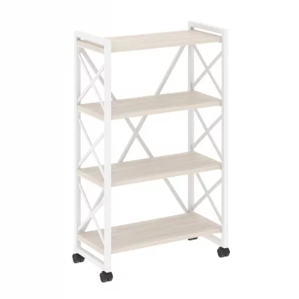 Стеллаж на колесных опорах - 4 полки ЛОФТ  ВР.Л-МСТ.К-4.8 Металл белый Денвер светлый / LOFT VR.L-MST.K-4.8_0