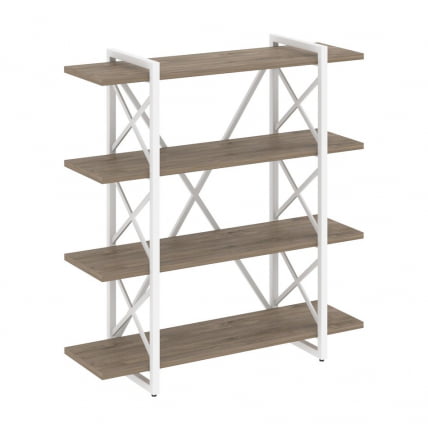 Стеллаж на регулируемых опорах - 4 полки ЛОФТ ВР.Л-МСТ.О-4.8В Металл белый Тиквуд темный / LOFT VR.L-MST.O-4.8V_0