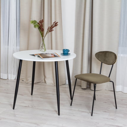 Стол УРАНУС ЛДСП/металл, 90кс90кс77 см, Белый/Черный / URANUS 90x90x77_5