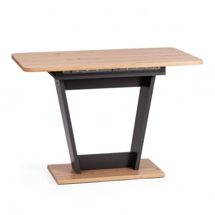 Стол обеденный ФОКС раздвижной ЛДСП, 68.6кс110-145кс75 см, Дуб артисан/Графит / FOX 68.6x110-145x75_0