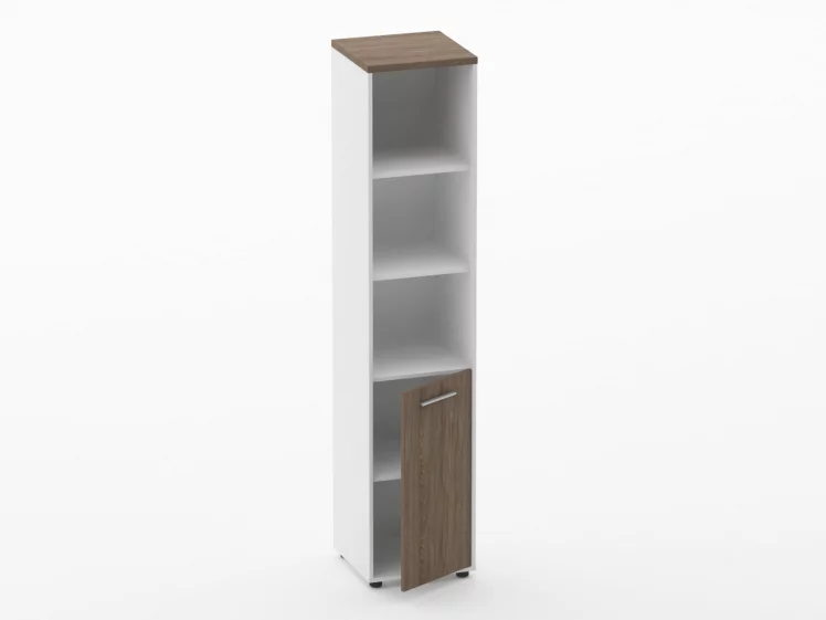 Шкаф 4 узкий верх открытый, низ закрытый Дека 10.19.11Пр Дуб Верцаска/Белый / Deka_1