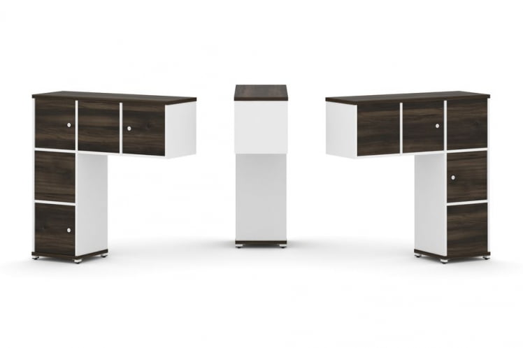 Надставка на стол низкая двухсторонняя + задняя стенка (5 шт.) + распашной фасад (5 шт.) CОНCЕПТ CН.ДНН-007 Дуб Мали Белый бриллиант Белый металл / CONCEPT CN.DNN-007_0