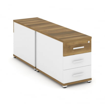 Тумба двухсторонняя опорная приставная с 3-мя ящиками CОНCЕПТ CН.ДТГО-001 Б/В Сандал Янтарный Белый бриллиант Белый / CONCEPT CN.DTGO-001 B/W_0