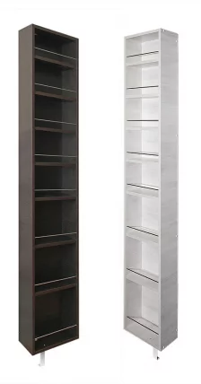 Поворотный шкаф в черном глянцевом стекле Лупо Шелф (левый) Беленый дуб_2