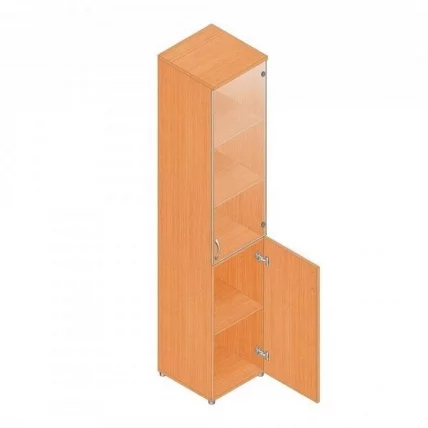 Шкаф для документов узкий с прозрачными стеклами Р.П-2СБ бук Бавария_0