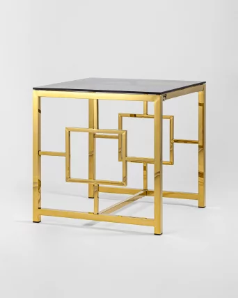Журнальный столик БРУКЛИН 55кс55 Золото стекло смоке / 55x55 smoke_1