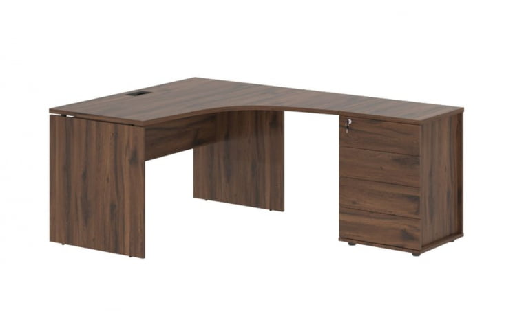 Стол эргономичный с тумбой правый ЕДИС ЕДCЕТ 1518 Р Дуб Денвер темный Черный / EDIS EDCET R_0