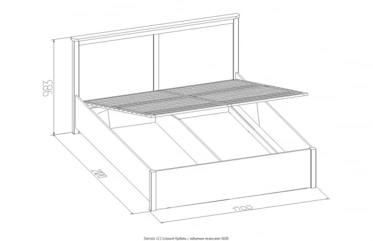 Кровать с подъемным механизмом (1600) Шерлоcк 42.2 Дуб Сонома (спальня) / Sherlock_1