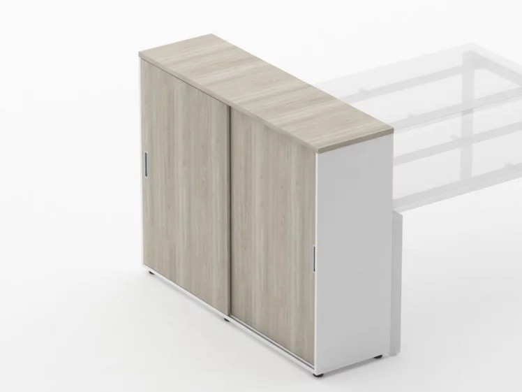 Тумба-купе высокая для рабочего модуля Дека 9.03.145 Дуб Сантана светлый/Белый / Deka_2