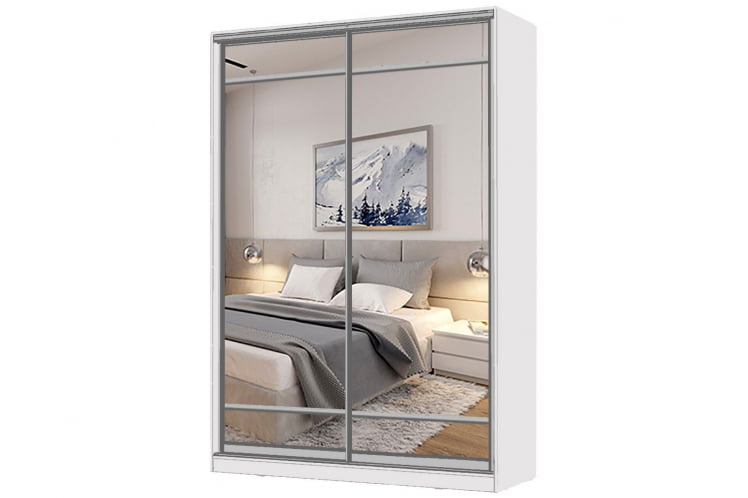 Шкаф-купе 2-х дверный Виктория 1400х584х2300, Белый 14ДЗЗЗДЗЗЗ-ШЯ-Б 310-244_0